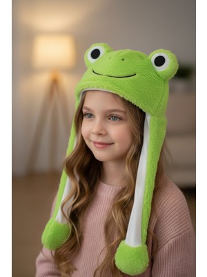 Aslı Kiraz Jewerly Oynar Kulaklı Kurbağa Peluş Şapka