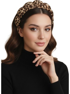 Aslı Kiraz Jewerly Ince Leopar Kadife Dokulu Burgu Model Taç 5