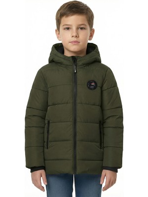 D1fference İçi Kürklü Cepli Kapüşonlu Jel Elyaflı Su ve Rügar Geçirmez Erkek Çocuk Kışlık Mont