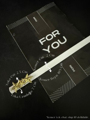 Fiori Yıldız Gold Tokalı Kadın Kemeri, Ceket Kemeri, Gömlek Kemeri, Elbise Kemeri,