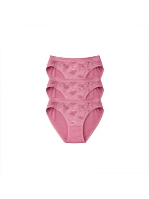 Tutku Kadın Rahat Kesim Pamuklu Slip Külot 3’lü Set – Pembe