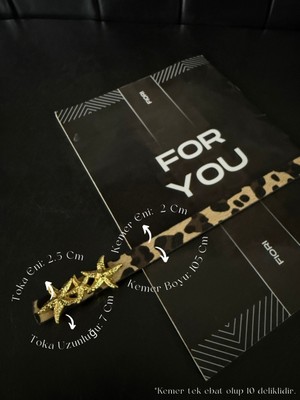 Fiori Yıldız Gold Tokalı Kadın Kemeri, Ceket Kemeri, Gömlek Kemeri, Elbise Kemeri,