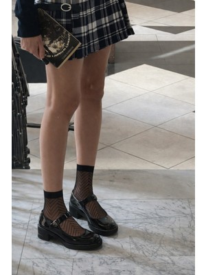 Katia & Bony Kadın Çizgi Desenli İnce Soket Çorap Lacivert