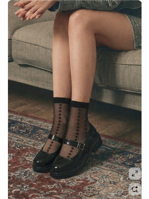 Katia & Bony Kadın Karo Şerit Desenli İnce Soket Çorap Siyah