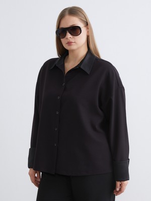 Soulife Büyük Beden Saten Kadın Gömlek