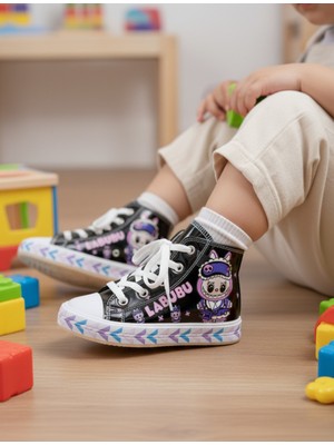 Çocuk Gümüş Işıklı Labubu Kaydırmaz Taban Spor Ayakkabı