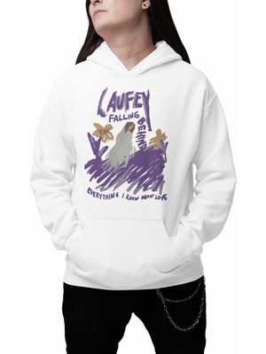 Unisex Laufey Falling Behind Baskılı Kapüşonlu Sweatshirt, Oversize Müzisyen Baskılı Hoodie