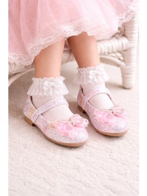 Minibonito Işıltılı   Kum Sim Dokulu Kelebek Figür Detaylı Kız Çocuk Babet