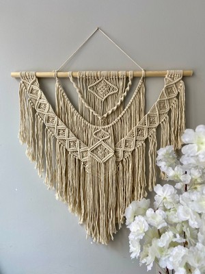 Hediselim Püsküllü El Örgüsü Makrome Dekor ve Duvar Süsü