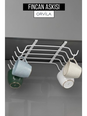Orvila Raf Altı Asılabilir 10 Kancalı Fincan ve Kupa Bardak Düzenleyici Askılığı