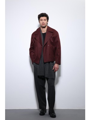 Antioch Bordo Crop Fit Erkek Trençkot