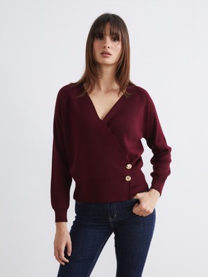 Soulife Kruvaze Yaka Kadın Triko Hırka