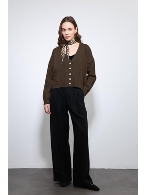 Antioch Kahve Yün Karışımlı Hırka