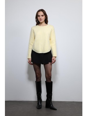 Antioch Sarı Düğme Detaylı Triko Kazak