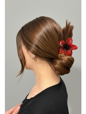 Aslı Kiraz Jewerly Kadın Büyük Boy Kırmızı Lotus Toka