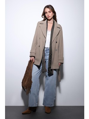 Antioch Bej Süet Görünümlü Kadın Trençkot