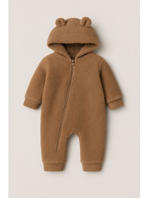 Bubito Unisex Bebek Çocuk Kışlık Peluş Welsoft Uyku Tulumu - Kahverengi