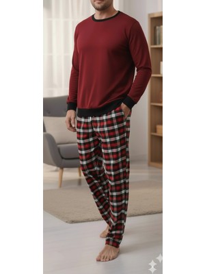 Pijalüx Battal Tek Alt Cepli Ekose Pijama