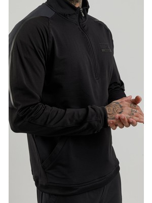 Airlife Stronger High Rsı 5 7 Yarım Fermuarlı Erkek Dik Yaka Sweatshirt Siyah