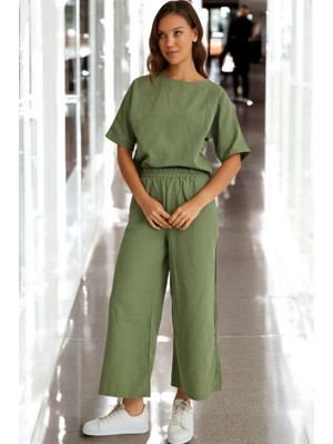 1Tarz Ikili Alt Üst Kısa Kollu Keten Takım