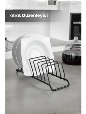 Orvila 9 Bölmeli Tabaklık ve Tabak Düzenleyici Mini Bulaşıklık - Dolap Içi Çay Kahve Tablası Düzenleyici