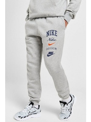 Nike Club Fleece Stack Graphics Cuffed Jogger Erkek Eşofman Altı Gri