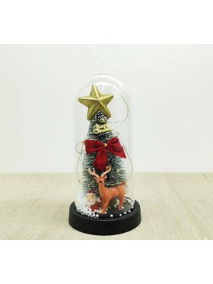 Skygo Yılbaşı Temalı Işıklı  Dekoratif Cam Fanus ALK5080