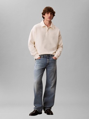 Calvin Klein Erkek Ls Hvy Weıght Terry Ck Emblem Po Swearshirt LV14LE202GYAC