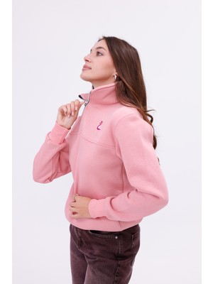 Yarım Fermuarlı Sweatshirt Soğuk Geçirmez Regular Fit Kesim Relax 3 Iplik Içi Polarlı Pamuklu Dik Yaka  Nakış Detaylı Steeprockt