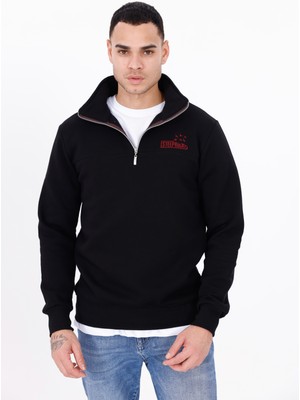 Yarım Fermuarlı Sweatshirt Soğuk Geçirmez Regular Fit Kesim Relax 3 Iplik Içi Polarlı Pamuklu Dik Yaka  Nakış Detaylı Steeprockt