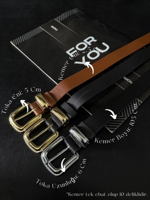 Fiori 3'lü Gold Tokalı Kararmaz Kadın Pantolon Kemeri, Ceket Kemeri, Elbise Kemeri, Gömlek Kemeri