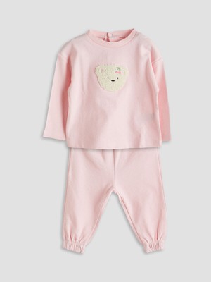 Lc Waikiki Yeni Sezon Nakışlı Kız Bebek Bluz ve Pantolon 2'li