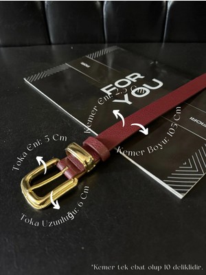 Fiori Gold Tokalı Kararmaz Kadın Pantolon Kemeri, Ceket Kemeri, Elbise Kemeri, Gömlek Kemeri