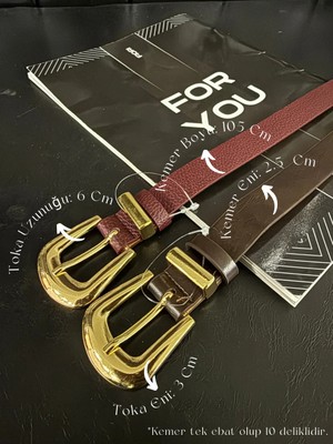 Fiori 2'li Köprü Toka Uç Takım Kadın Pantolon Kemeri, Ceket Kemeri, Elbise Kemeri, Gömlek Kemeri