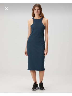 Nike Sportswear Women's Chill Rib Slim Sleeveless Midi Dress Lacivert Kadın Elbise FN3679-479