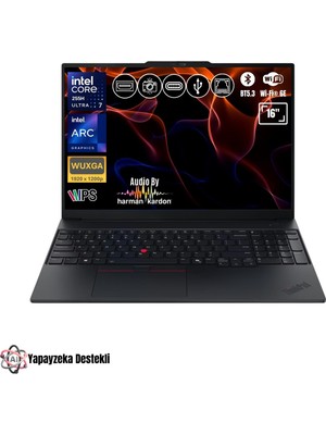 Lenovo Thinkpad E16 G3 21SR006RTX ATL12 Ultra 7-255H 40GB Ram 512GB SSD O/b ARC140T Fdos 16" Aı Notebook