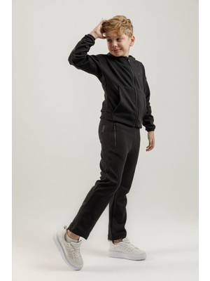 Airlife Clubby Ir Zone Tam Boy Fermuarlı Genç Çocuk Kapüşonlu Sweatshirt Siyah