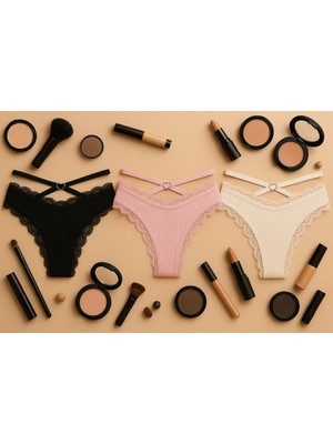 Mavi Qumsal Ribana Halkalı Bikini 3'lü Set