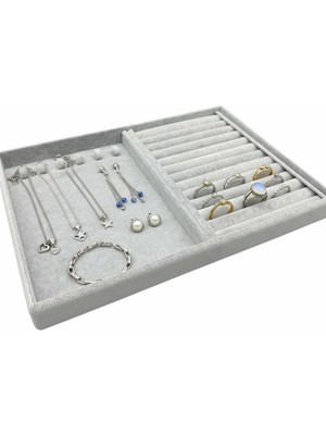 Megass Dekor Rio Model Süet Kumaş Gri Renk 24/34 cm Tırnaklı- Sosisli Takı Sergileme Standı