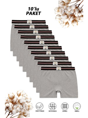 Özkan Underwear Özkan 0711 10'lu Paket Erkek Çocuk  Pamuklu Esnek Yumuşak Boxer Şort