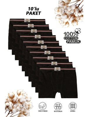Özkan Underwear Özkan 0711 10'lu Paket Erkek Çocuk  Pamuklu Esnek Yumuşak Boxer Şort
