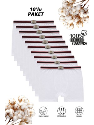 Özkan Underwear Özkan 0711 10'lu Paket Erkek Çocuk  Pamuklu Esnek Yumuşak Boxer Şort