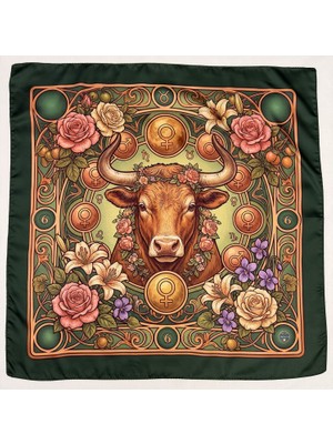 Time in a Tin Boğa Burcuna Özel Ipeksi Saten Tasarım Fular