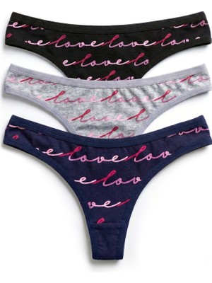 Öts Kadın Külot 3'lü Baskılı Brazilian (%96 Pamuk - %4 Elastan)