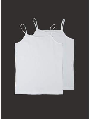 Blackspade Kız Çocuk Atlet 2'li Paket 1296 - Beyaz