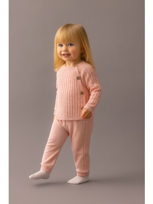 Eray Kids Bebek Örgü Triko Fitilli Desenli Pamuklu Alt-Üst Takım