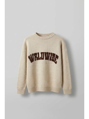 Abluka Online Erkek Relaxed Fit Premium Triko Kazak Bej