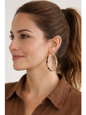 New Obsessions Kaplumbağa Sırtı Desenli 5 cm Halka Küpe