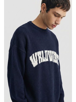 Abluka Online Erkek Relaxed Fit Premium Triko Kazak Lacivert