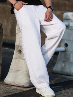 Wekame Erkek Baggy Fit Denim Jean Pantolon Gabardin Kumaşla Günlük Kullanım İçin Tasarlandı